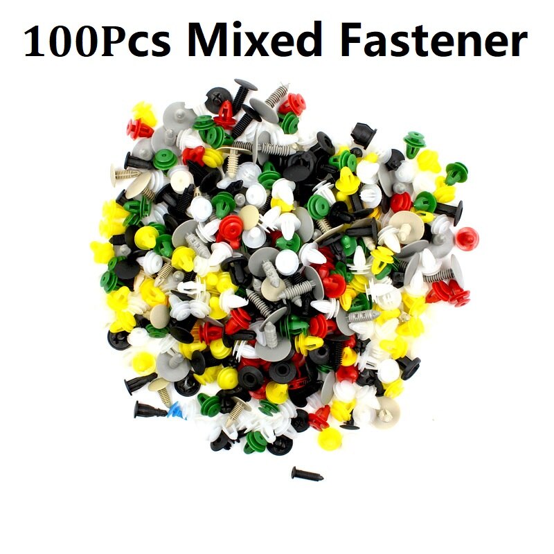 Universal Auto Plastic Fastener Clip For All Cars Dashboard DVD CD Console Panel Trim Metal Rivet: MIX 100PCS