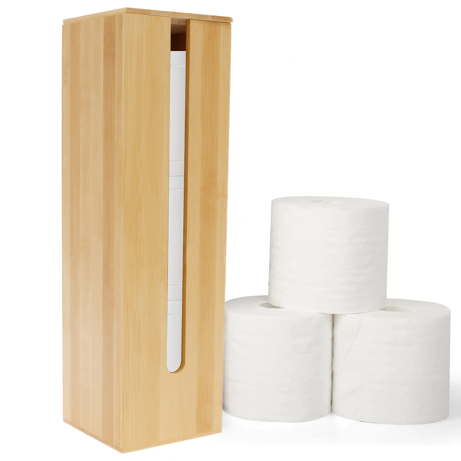 Drewniany pojemnik na papier toaletowy z pokrywką, wodoodporny dozownik papieru, akcesoria łazienkowe.