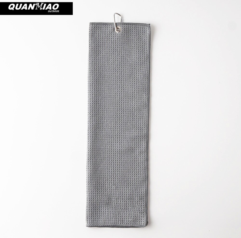 Toalla de Golf de algodón con patrón de Waffle, toallas de limpieza con mosquetón, gancho de microfibra, limpia palos, bolas, manos: Gris