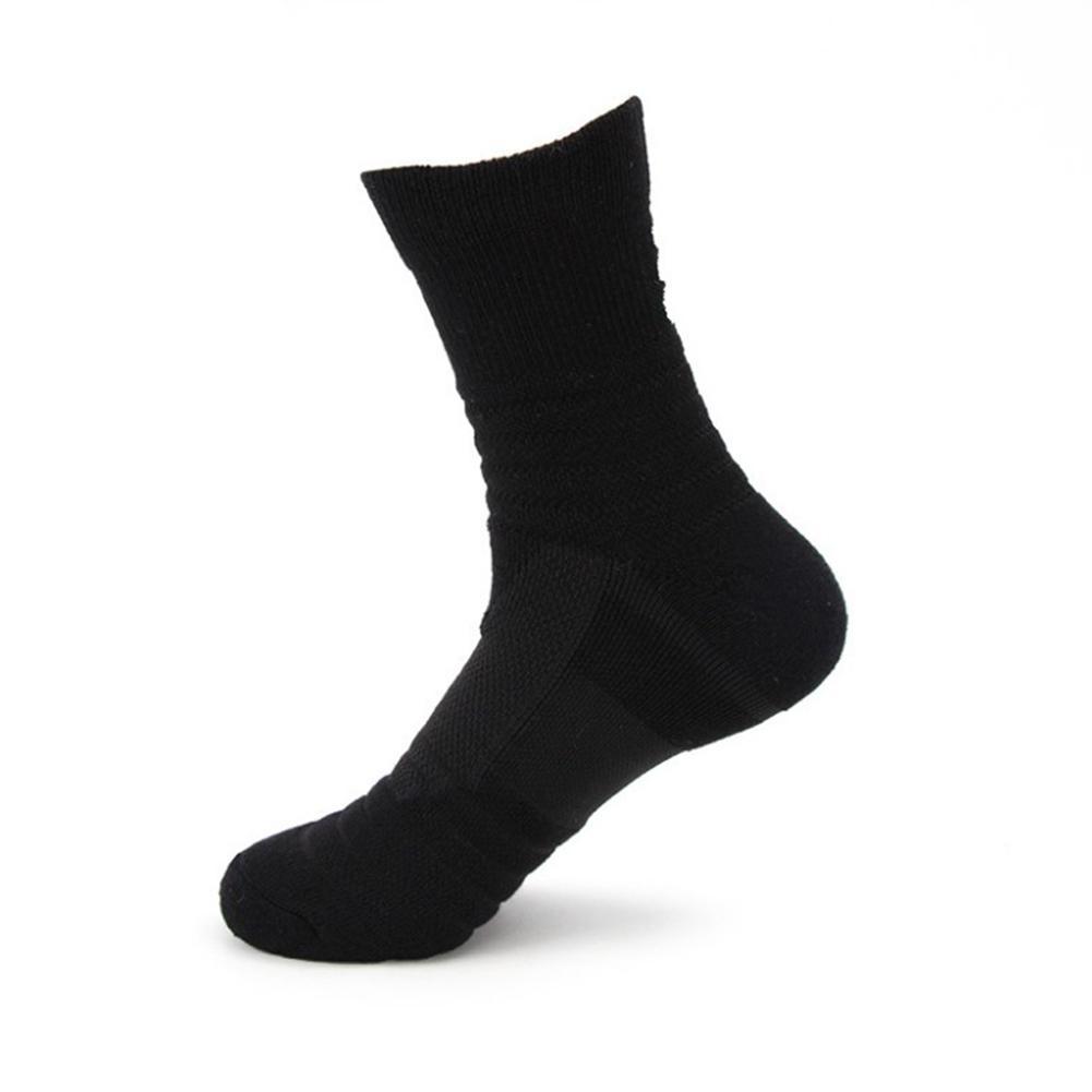 Udendørs sport mænd knæ høje sports sokker diskontinuerlig bunke løbe sved absorberende skridsikker basketball sokker badminton løb: Sort