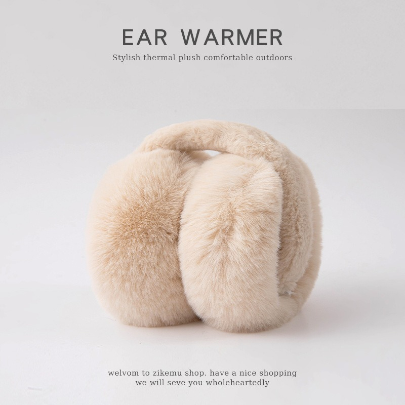 Plush Ear Warmer Winter Warm for Women Men Solid Color Earflap Outdoor Cold Protection EarMuffs Ear Cover Christmas Gif: WHITE