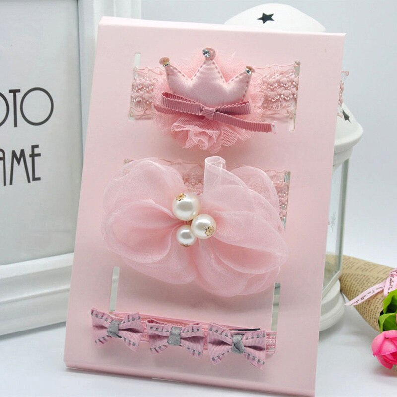 3Pcs/Set Cute Bownot Baby Headband Flower Baby Girl Elastic Hair Bands Crown Headwear Props Baby Girl Accessories: 01