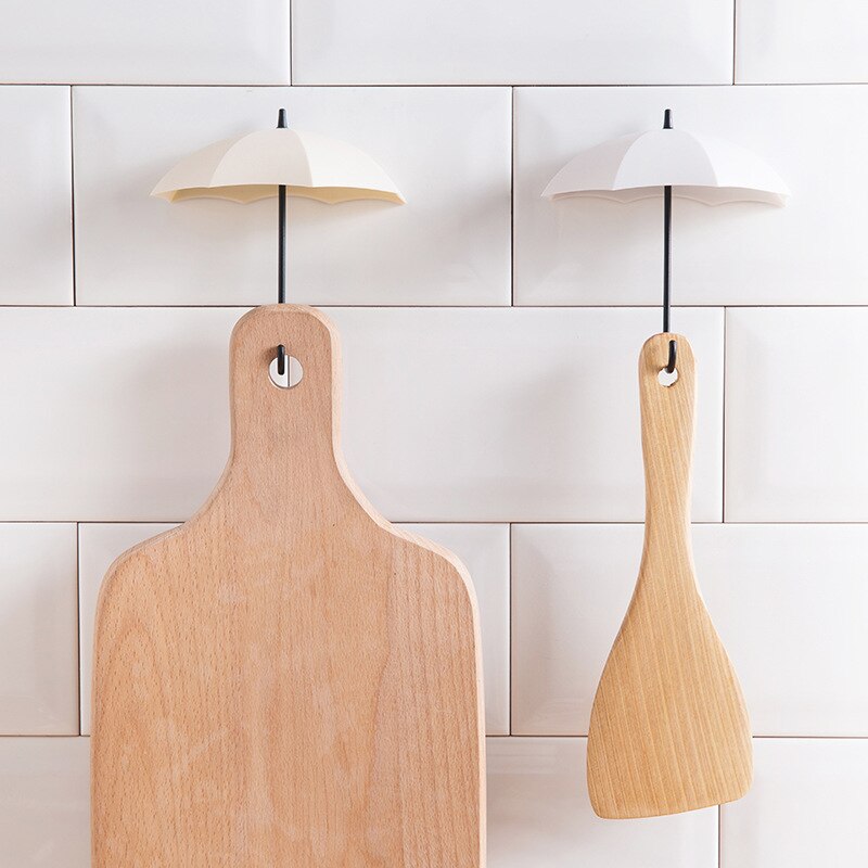 Colgador de pared con forma de paraguas, perchero para colgar artículos pequeños, cocina, baño, almacenamiento, decoración del hogar y la Oficina, 3 unids/lote