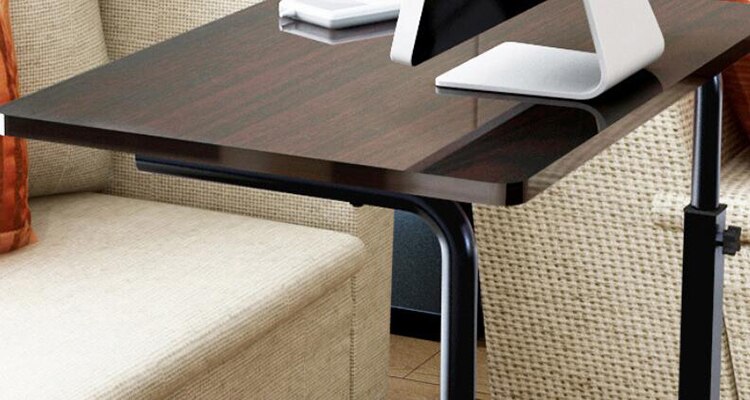 Computer Laptop Desk Height Adjustable Wooden Laptop Table Computer Standing Desk with Wheels