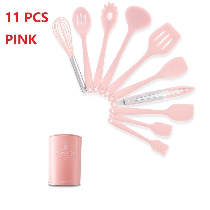 Kitchen Utensil Set Storage Box Tools Scraper Kitchenware Silicone Kitchenware Seven-color Silicone Kitchen Utensils Set: A3