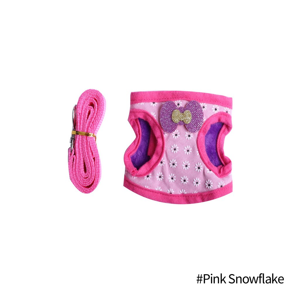 Arnés para hámster, correa ajustable para conejillo de indias, Chinchilla, ratones, Hurón, cuerda de tracción al aire libre, accesorios para animales pequeños: Pink Snowflake / S