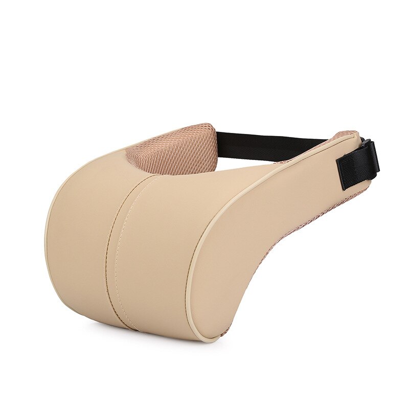 Car Seat Headrest Pillows Waist Back Support Cushions Set Memory Foam Black PU Leather Neck Rest Pad Auto Styling Accessories: 1Pcs Beige Headrest