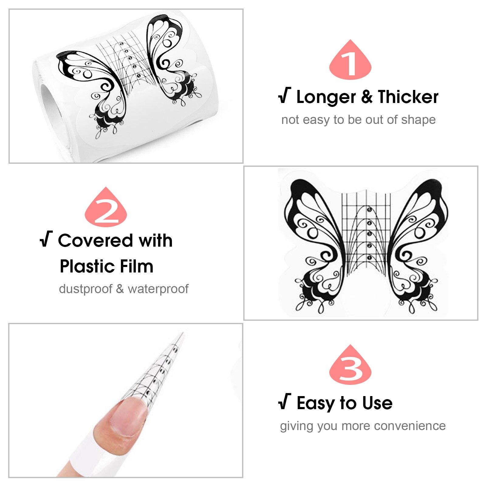 100PCS Nails Form Nail Art Tips Guide Sticker Adhesive Dustproof Nail Form Extension Paper Nail Tool