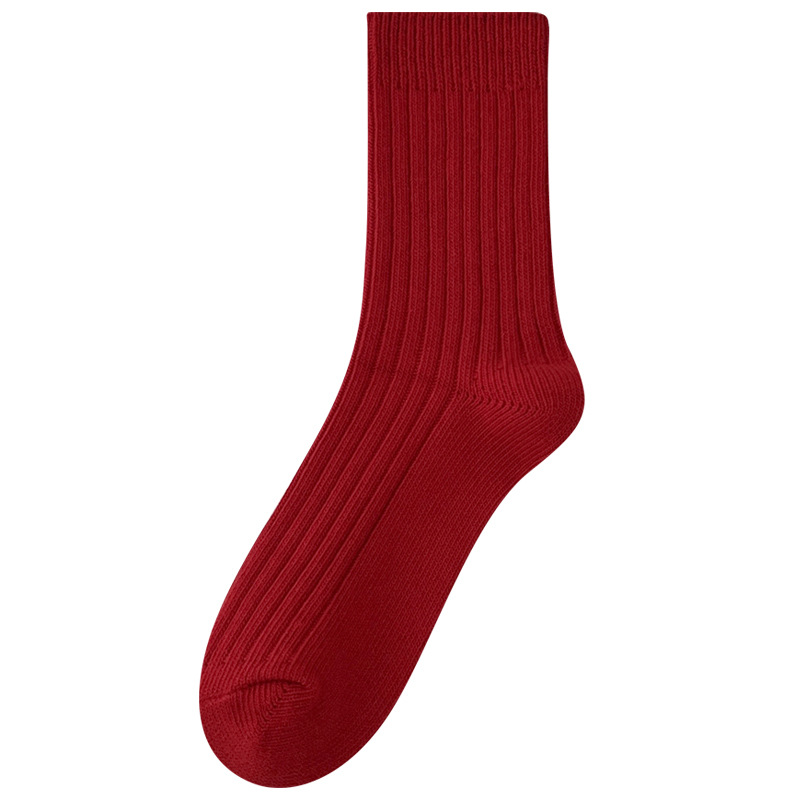 Calcetines de mujer de algodón transpirable Navidad Año calcetines rojos para niñas rayas Casual Otoño Invierno calcetines cálidos comodidad