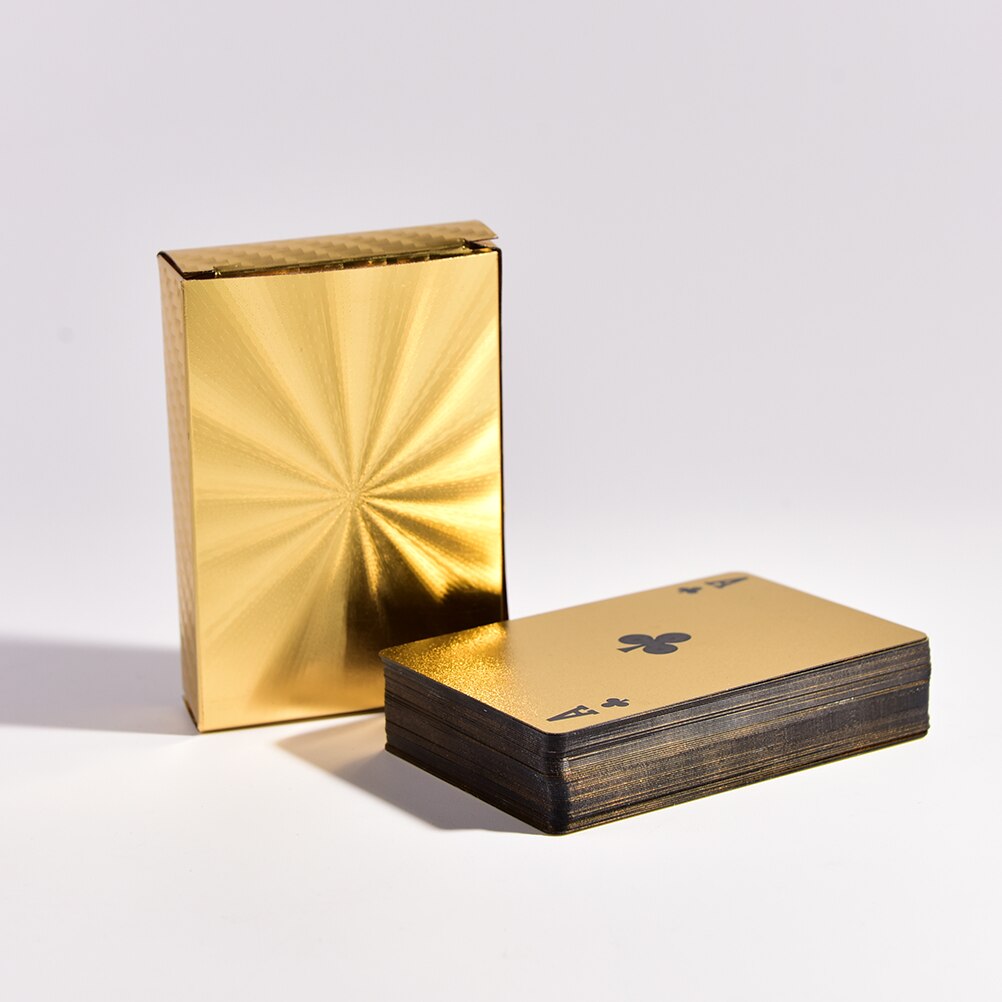 1 Set High-grade Gold Foil Plated Poker Card Family Meet Games Gold Foil Playing Cards Texas Hold'em Poker Funny