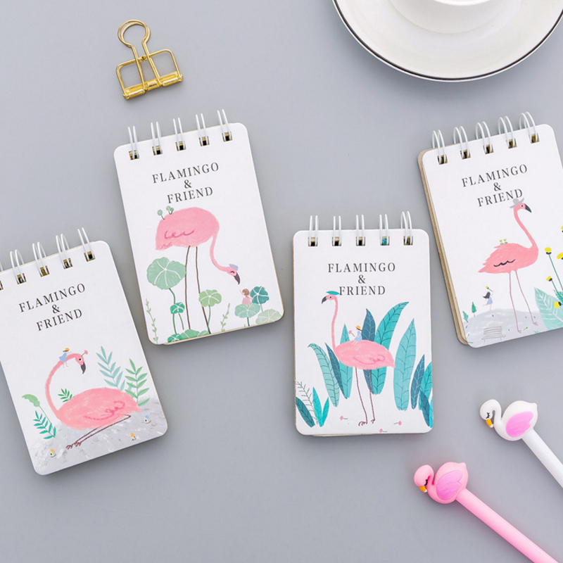 1book/lot Flamingo notebook Daily Weekly Planner Spiral Notebook Time Organizer School Supplies Signature Guest Book