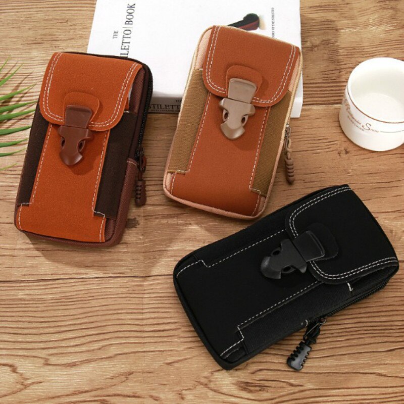 6 zoll Männer PU Leder Taille Taschen Kleine Karte Halfter Telefon Brieftasche Packungen Gürtel Langlebig fanny Geldbörse Schwarz Kaffee