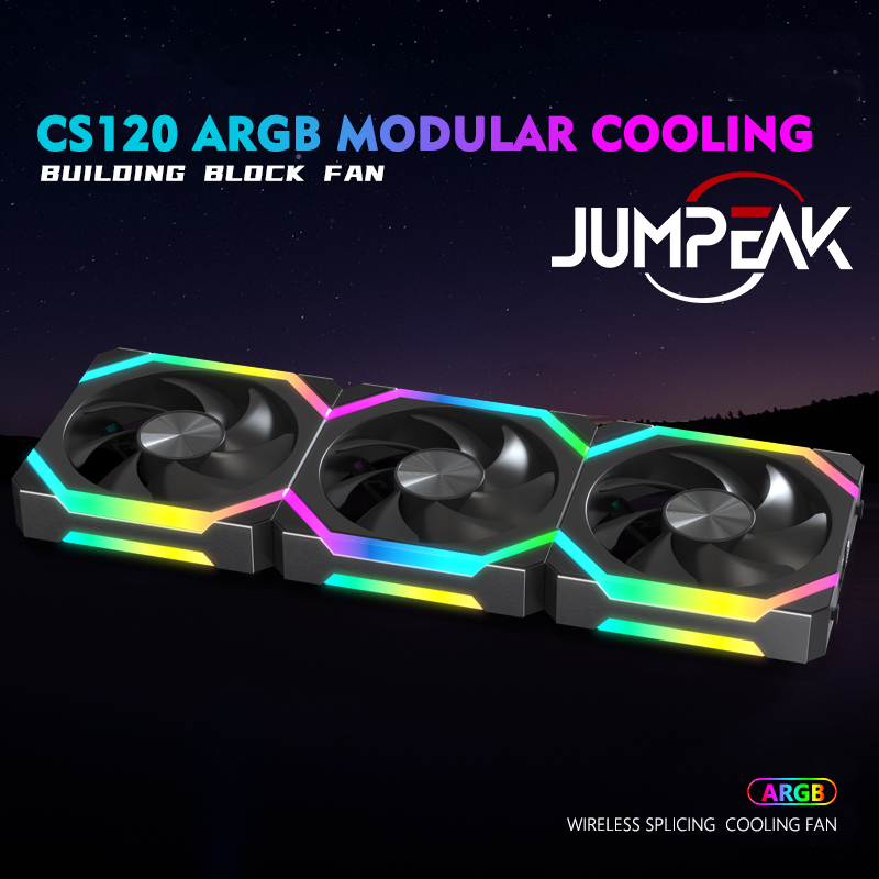 JUMPEAK CS120 ARGB ventilateur de refroidissement 360mm épissage empilable modulaire PWM silencieux 120mm RGB ventilateurs Kit pour boîtier PC de jeu refroidisseur d'eau