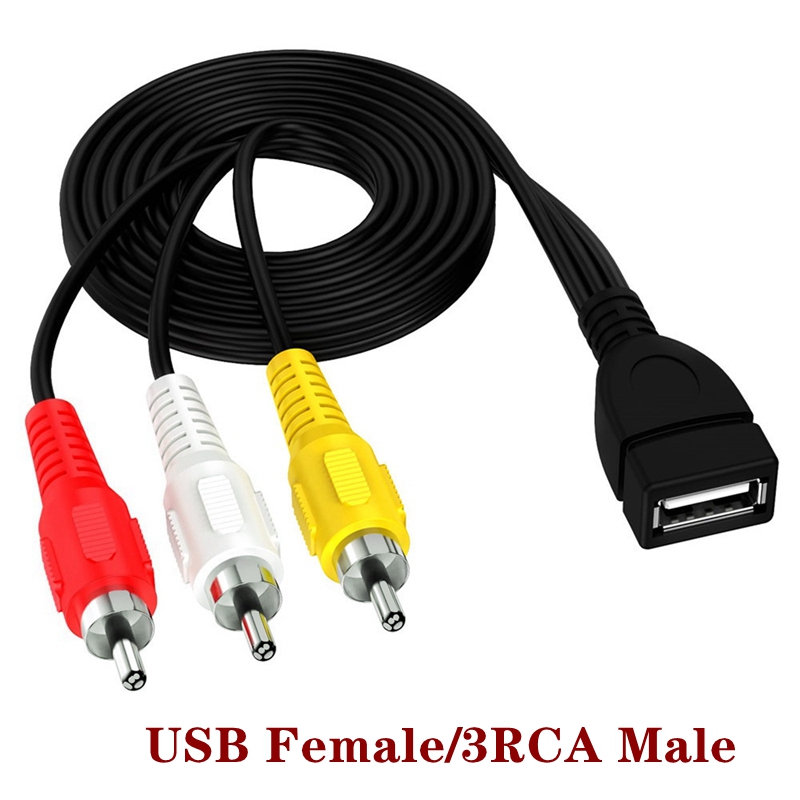 Adaptateur USB mâle femelle vers 3 RCA femelle, convertisseur Audio, câble vidéo AV, câble USB vers 2 RCA pour HDTV TV, cordon de télévision: Rouge / 1.5M