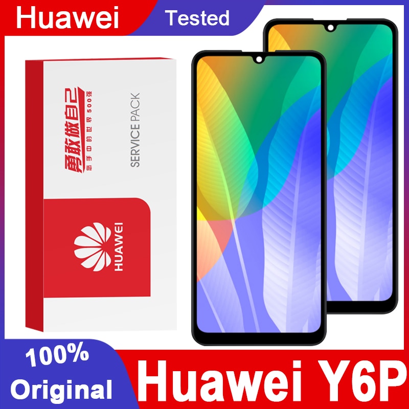 Original 6.3&#39;&#39;Display withFrame for Huawei Y6P LCD Touch Screen Digitizer Screen for Huawei Y6P MED-LX9 MED-LX9N Repair Parts