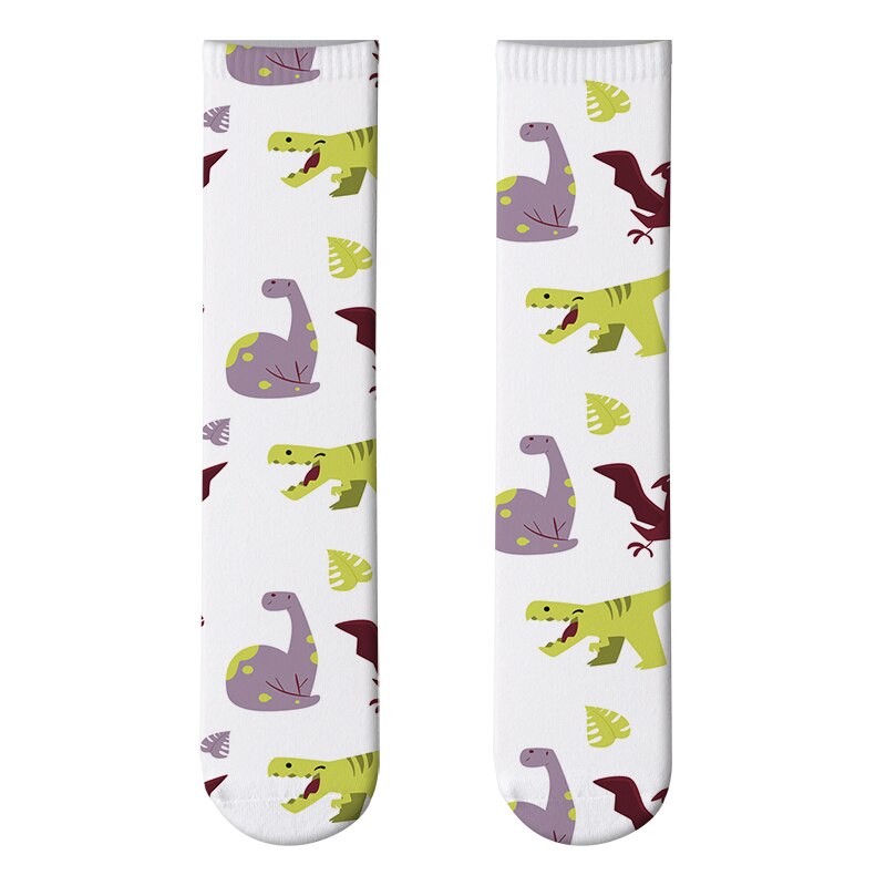 3D Printed Women Long Socks Outdoor Sports Cotton Breathable Elastic Compression High Knee Socks School Students Calf Socks: style8