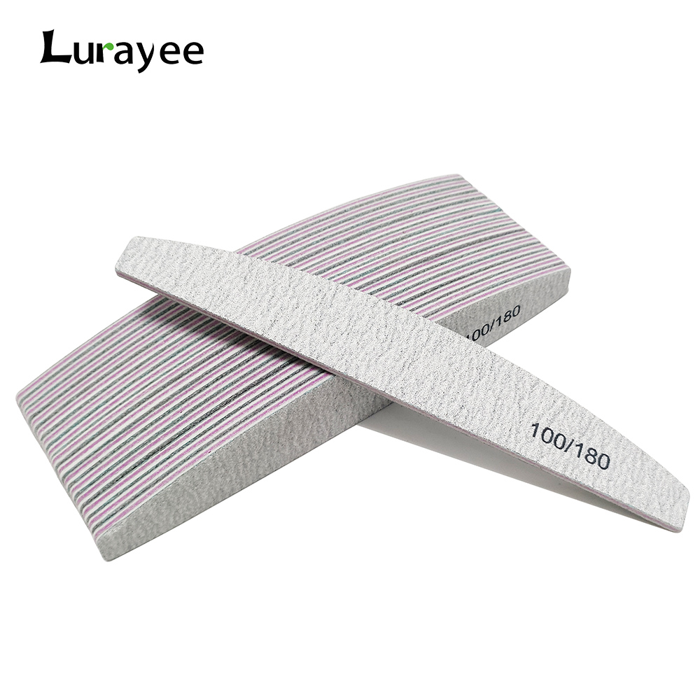 Lima de uñas tampón 100/180 grano media luna limas de uñas papel de lija de doble cara lijado de uñas Gel de pulido herramienta de manicura