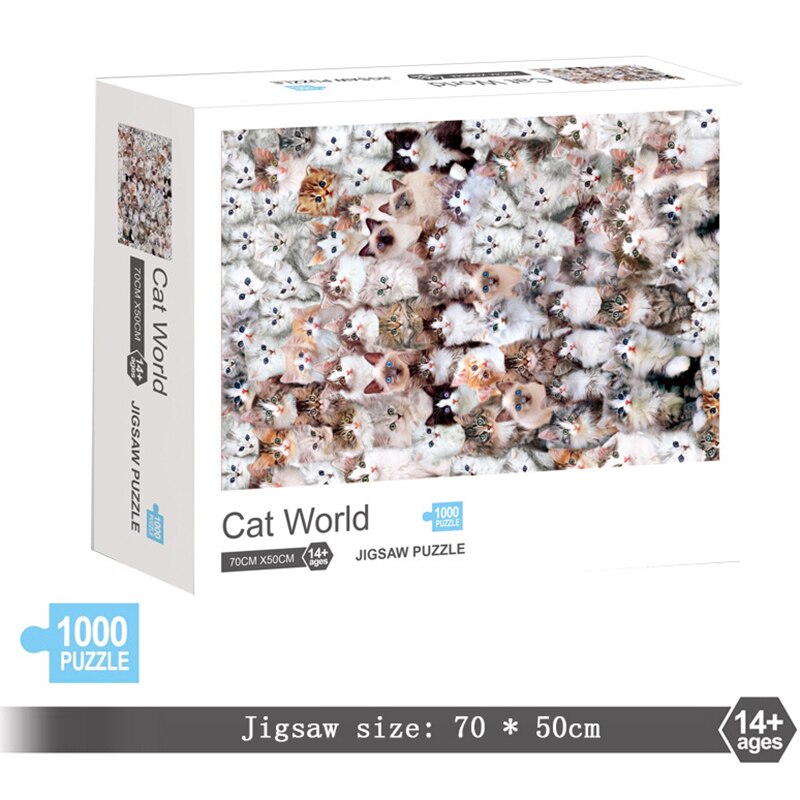 Jigsaw Puzzles 1000 Pieces Puzzle Game Paper Assembling Puzzles For Adults Puzzle Toys Kids Children Educational Toys: Cat World