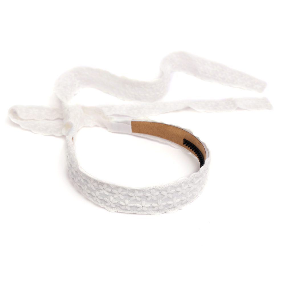 Cotton Eyelet Ribbon Hair Accessories Dressy headband bow clip For Girl