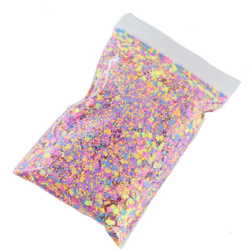 4 Stijlen 50 Gram/zak Regenboog Neon Baksteen Vorm Glitters 1Mm-4Mm Multi-color Neon, nail Art, Uv Hars, Shakers, Hars Kunst