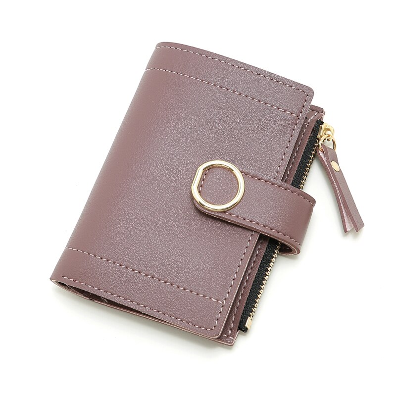 Women Leather Small Wallet Card Holder Solid Color Short Lovely Purse Zip Coin Purses Clutch Handbag Coin Purse: 6