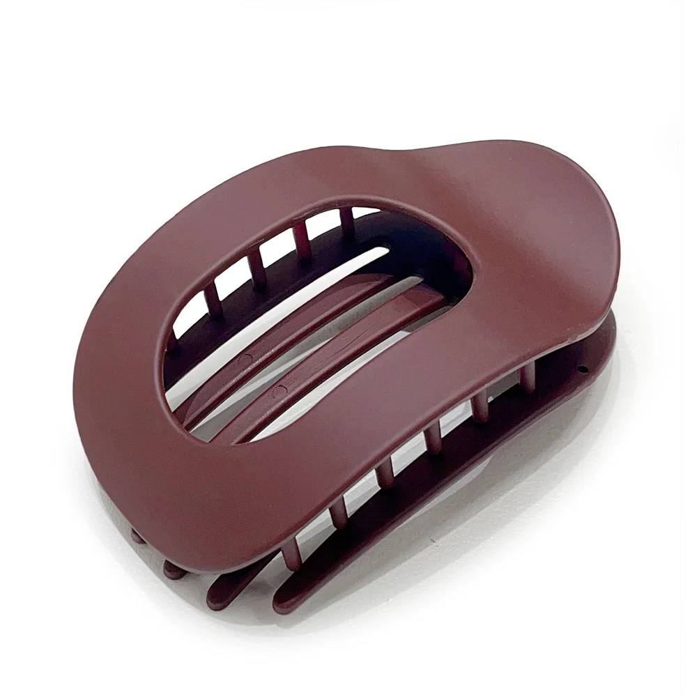 Fashion Oval Hair Claw Clip for Women New Design Leopard Matte Curved Flat Styling Barrettes Acrylic Lying Down Hair Accessories: Vermelho