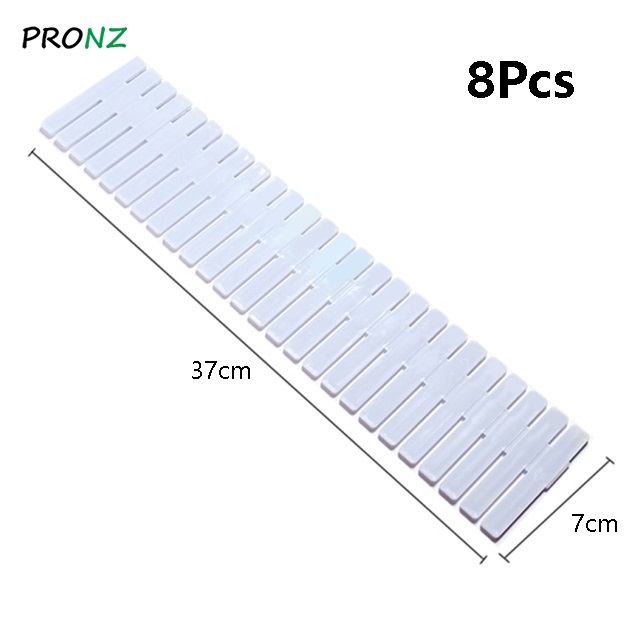 Drawer Organizer DIY Adjustable Storage Partition Board Plastic Drawer Divider Combination Partition Board Space-saving: 8Pcs--Light Blue