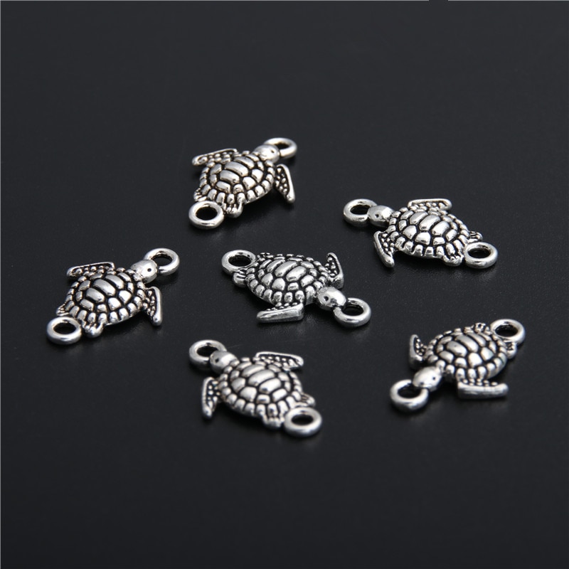 40 stk sølvfarve farve lille skildpadde form stik gør-det-selv håndlavet tilbehør til smykker til kvinder mænd  a2773