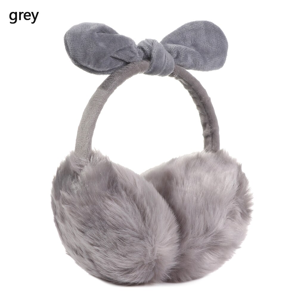 Winter Autumn Warm Faux Fur Earmuffs Cute Cat Ear Earflap Plush Earmuff for Girls Ladies Women Hairbands Ear Muffs: 1-grey