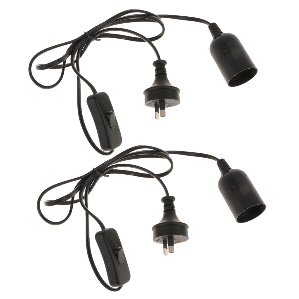 2pcs E27 Hanging Light Lamp Bulb Socket Cord AU Plug Adapter with Switch