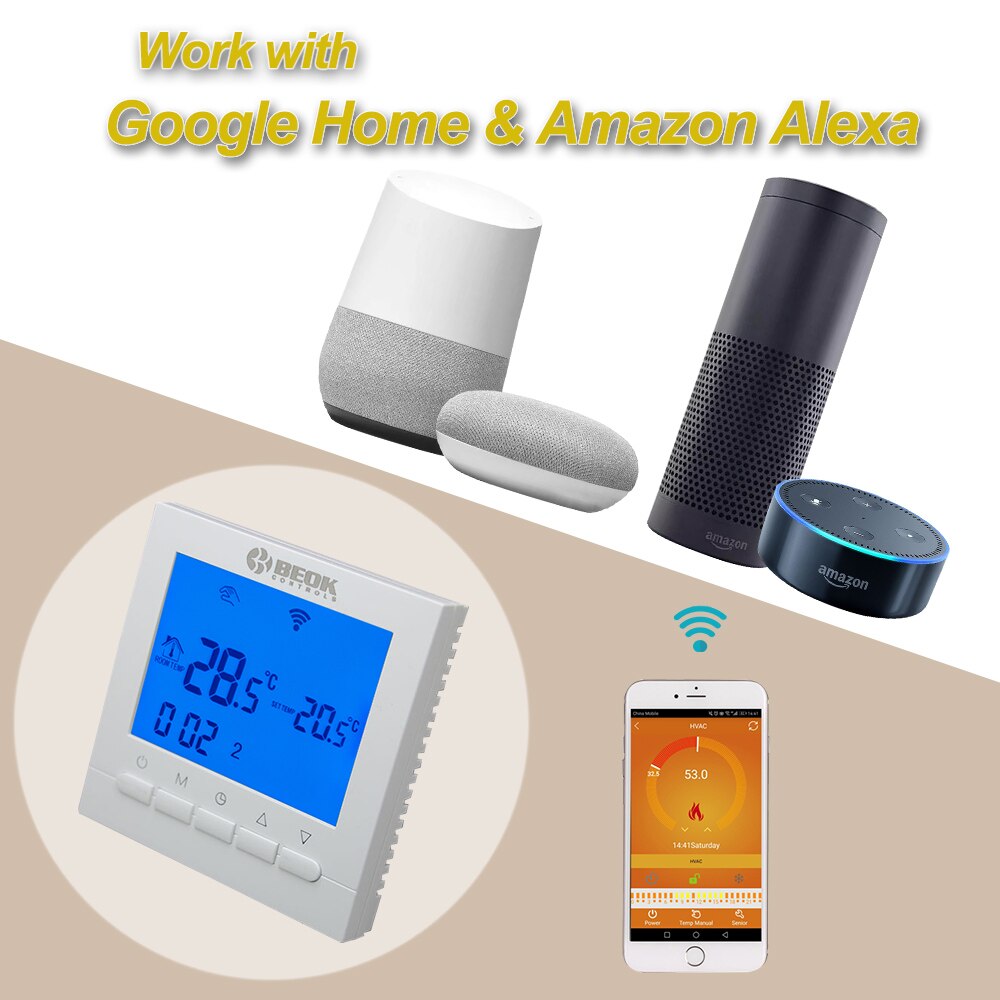 Beok Wifi inteligente controlador de temperatura de Gas de caldera habitación calefacción por suelo radiante termostato programable pantalla LCD BOT313WIFI
