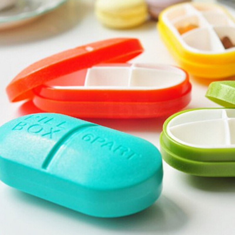 6 Roosters Pillendoos Opvouwbare Container Tablet Opslag Travel Case Houder Mini Leuke Plastic Pillendoosje Case