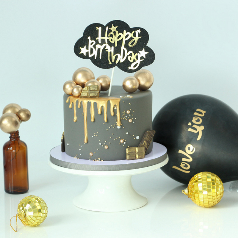 Décorations de 10e anniversaire, décoration de gâteau dorée