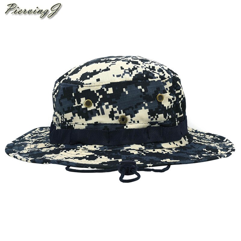 Sombrero para el sol, panamá, con solapa, transpirable, boonie multicam, estilo nepalí, camuflado, para pesca al aire libre, ala ancha, con cordón.: 1pc marina digital