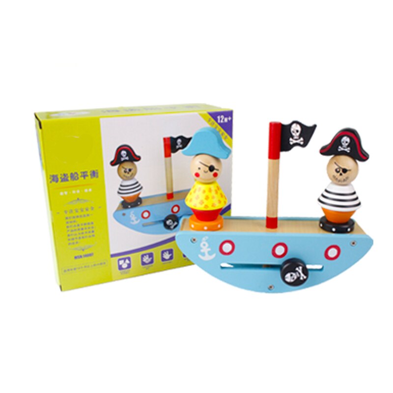 Grappige Piratenschip Balance Game Baby Speelgoed Houten Blok Digitale Aid Onderwijs Voor Kinderen Balance Game Pirate Leren Kinderen Speelgoed