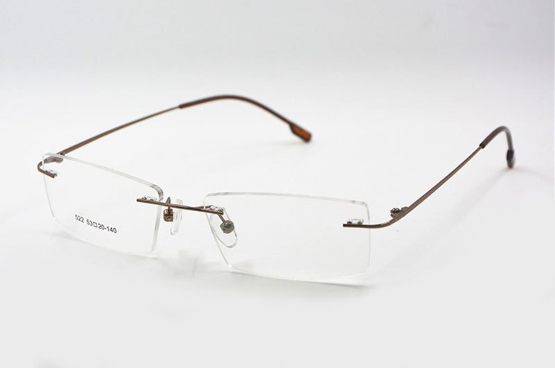 Titanium geheugen flexibel randloos montuur bril optische bril op sterkte bril voor dames en heren montuurvorm op maat: Koffie
