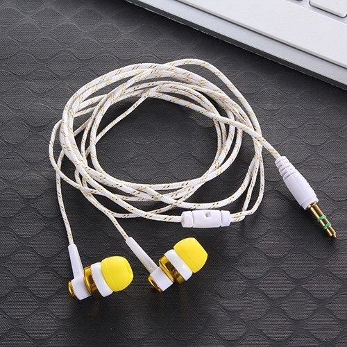 1PCS Wired Earphone Stereo In-Ear 3.5mm Nylon Weave Cable Earphone Headset with Mic for Laptop Smartphone: White