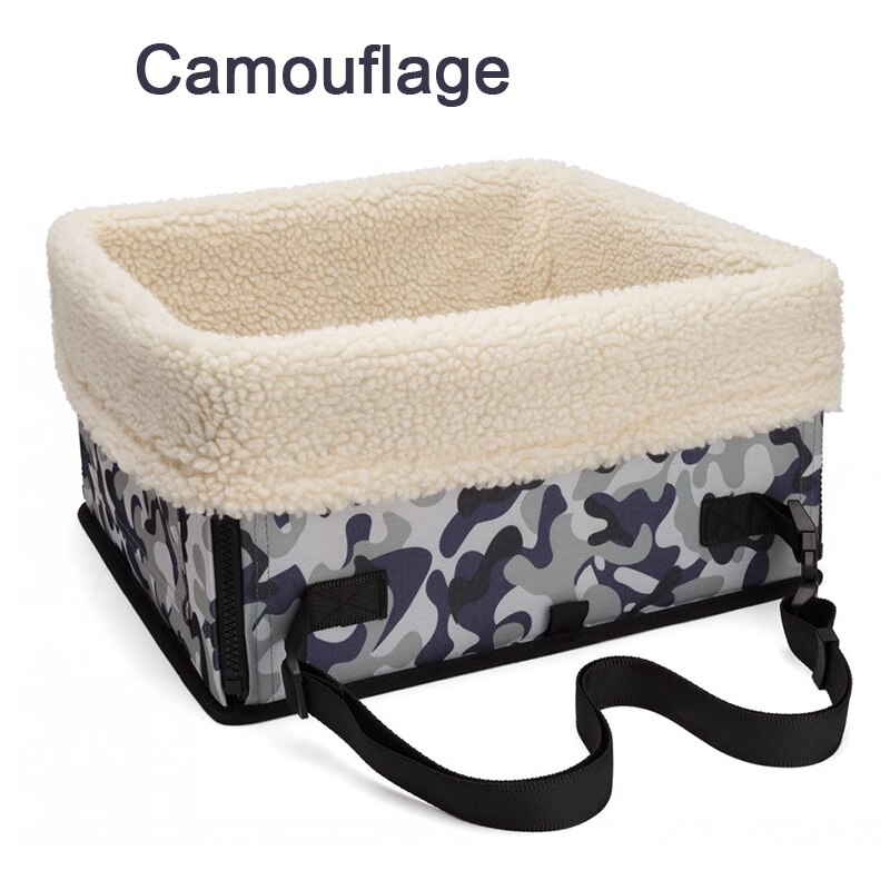 Pet Dog Car Seat Carrier Foldable Portable Safety Multifunction Car Booster Travel Bed Waterproof Puppy Dog Travel Bed For Car: Camouflage / M(40X35X23CM)