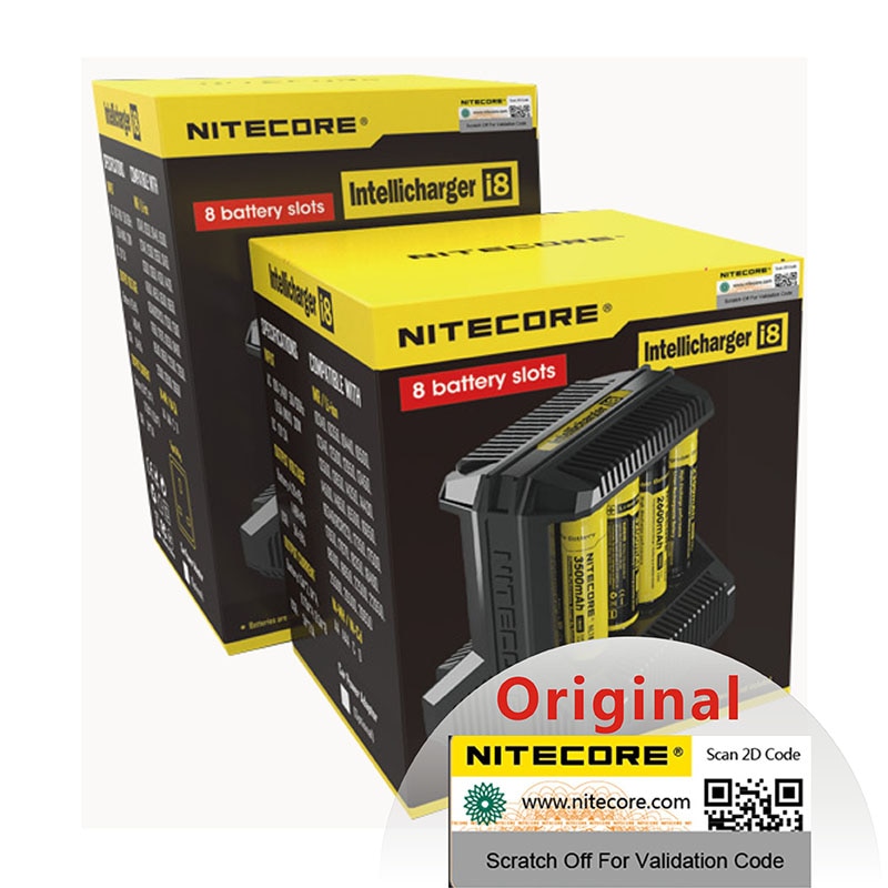 Nitecore  i8 intelligent charger, t 8 slots , 4a output smart battery charger for imr 18650 , 16340 , 10440 aa aaa 14500, 26650 and usb