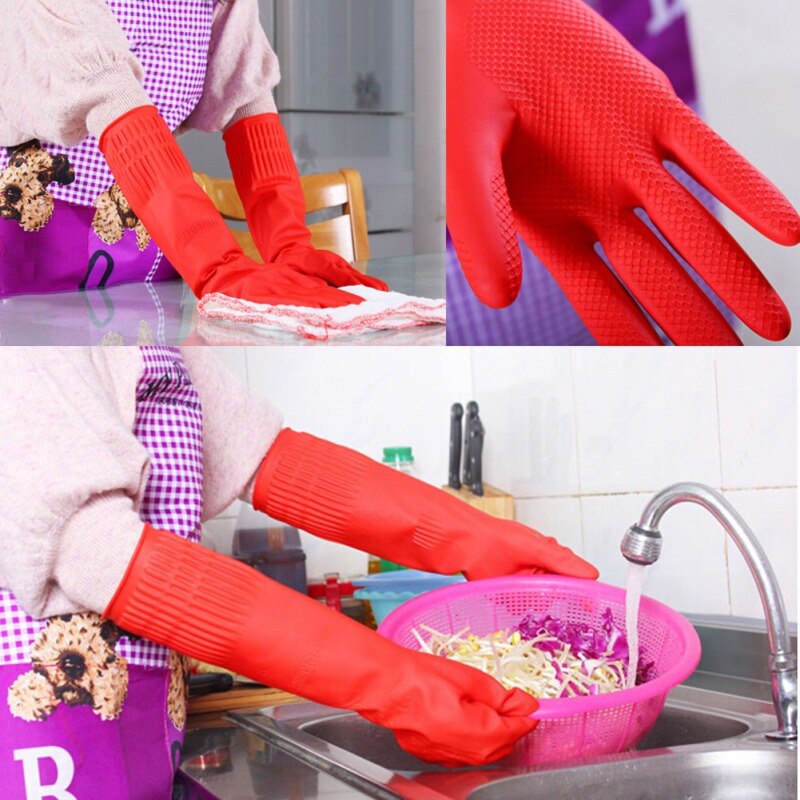 1 paio di guanti di gomma lunghi impermeabili guanti da lavastoviglie in reticolo cucina femminile lavori domestici lavori di pulizia guanti accessori per la casa