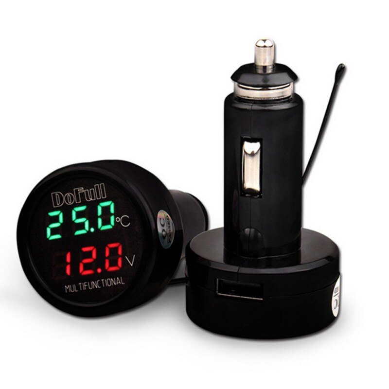 Usb Autolader Voltmeter Volt Huidige Temperatuur Meter Digitale Monitor Display Draagbare Auto Voltage Tester