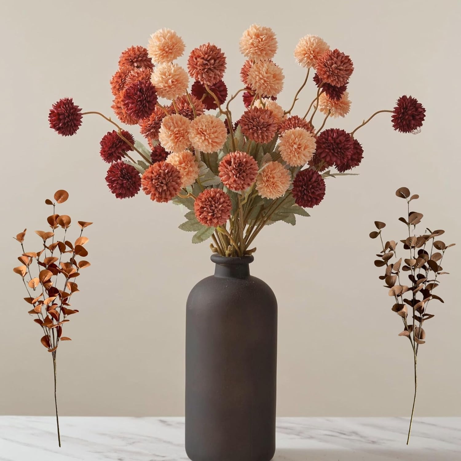1 pçs de flores artificiais laranja com hastes mini crisântemos decoração do quarto casa diy mesa jantar centro decoração acessório