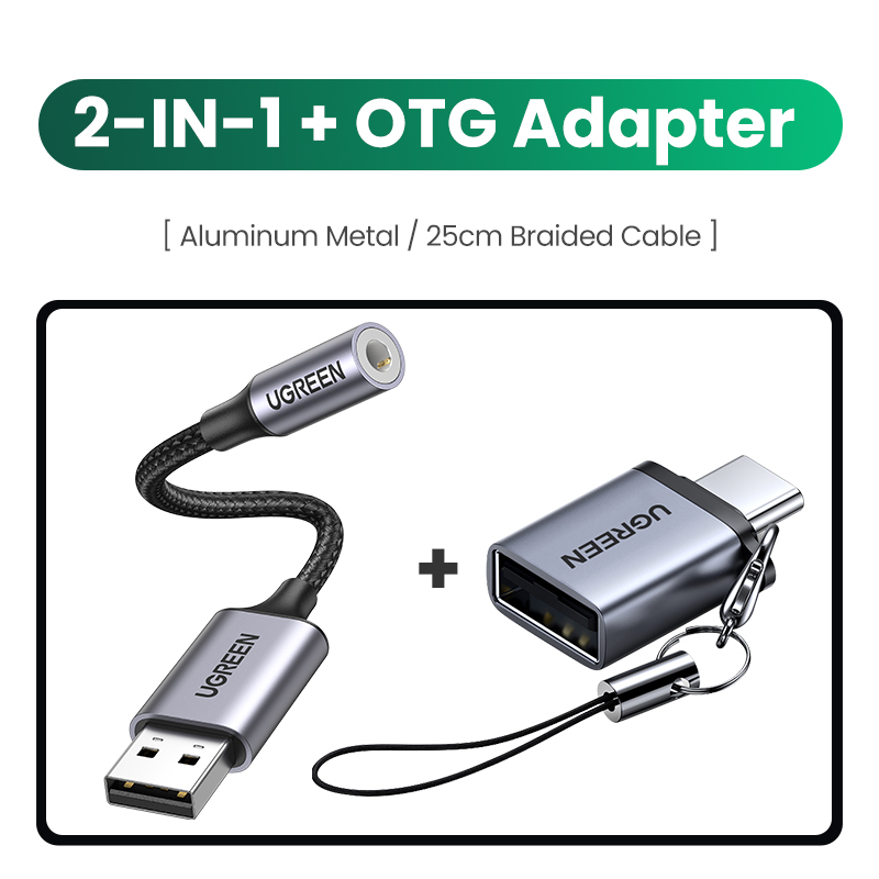 UGREEN Sound Card USB to 3.5mm Audio Interface Adapter for Earphone Mic for PC Laptop PS5/4 TRRS(CTIA/OMTP) Aluminum Metal Shell: Ivory