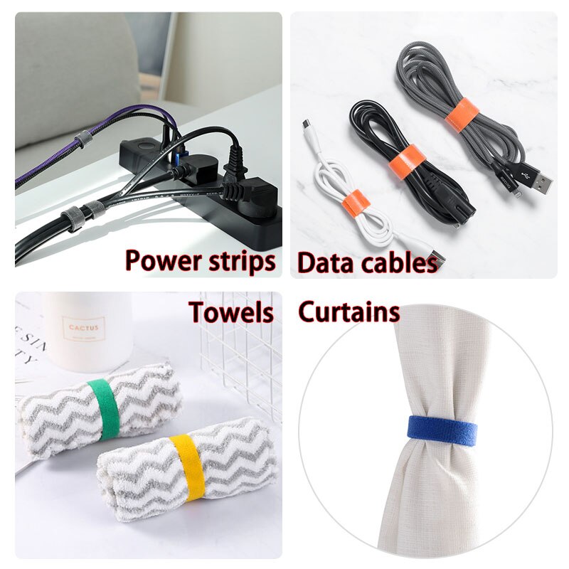1M/2M/3M Tearable Velcros Self Adhesive Nylon Fastener Tape Reusable Sticker Strap Tie Data Cable Storage Desktop Wire Holder