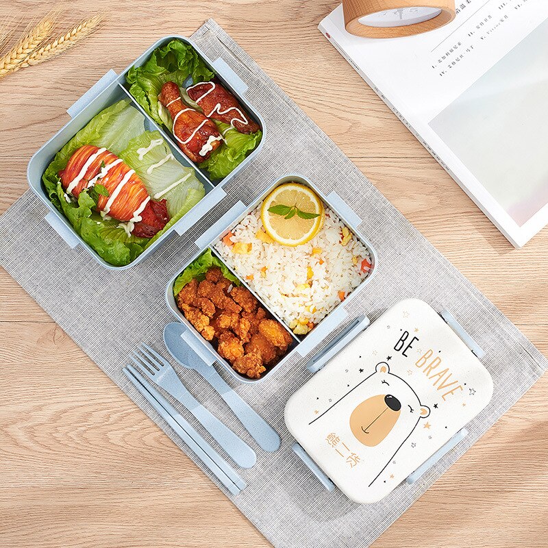 Leuke Cartoon Lunch Box Magnetron Servies Voedsel Opslag Container Kinderen Kids School Office Draagbare Bento Box