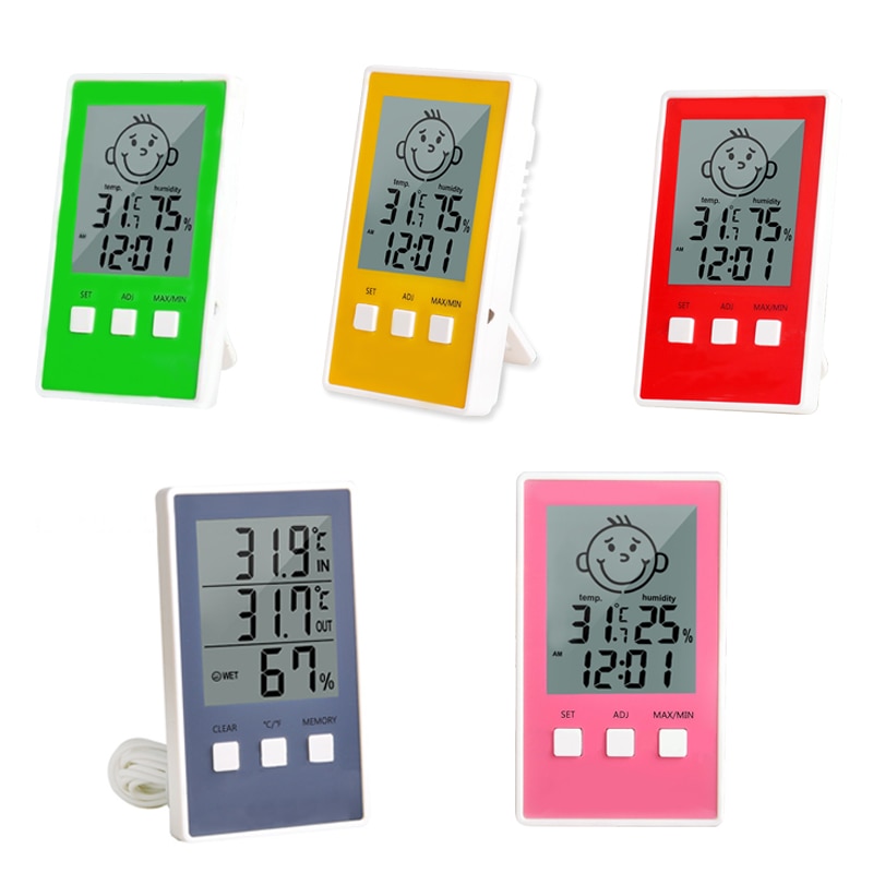 Digital Thermometer Hygrometer Indoor Outdoor Temperature Humidity Meter C/F LCD Display Sensor Probe Weather Station