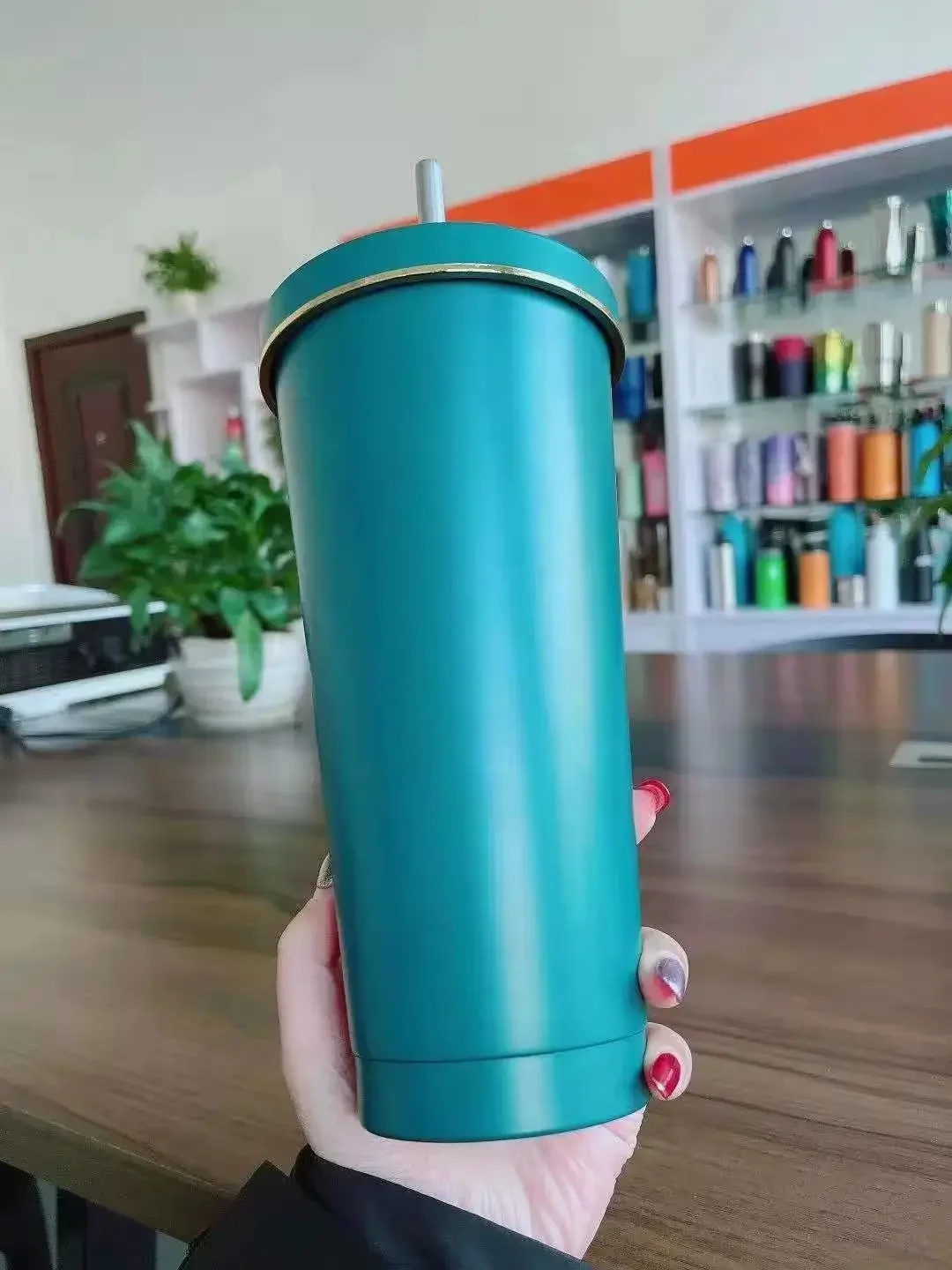 500 750ml Straw Cup With Lid Coffee Reusable Plastic Tumbler Frosted Mug Water Bottle Drinkware Portable Large Capacity Milk Tea: Orange / 750ml