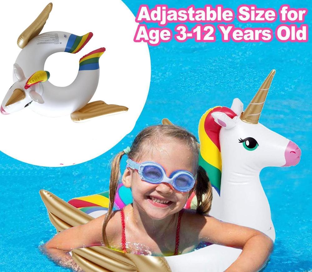Oppustelig enhjørning flyvende hest svømmering pvc baby pool flyder sjov oppustelig svømme cirkel pool legetøj til piger drenge sommer