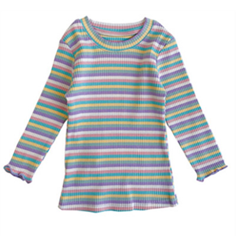 Strepenprint kinder t-shirts babymeisjeskleding print katoenen t-shirts met lange mouwen regenboog voor meisjes babykleding 1-6t