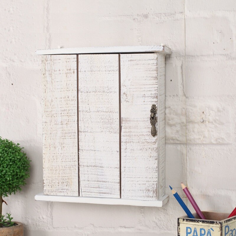 Caja decorativa para colgar en la pared, estilo rústico, Vintage, antiguo, de madera maciza, almacenamiento de decoración para el hogar, estantes 22*6,5*26cm